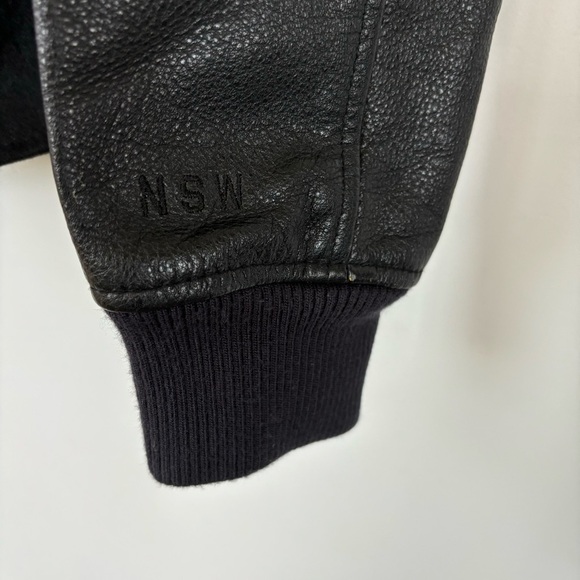 Nike NSW Black Wool & Leather Jacket Size S - Picture 3 of 8